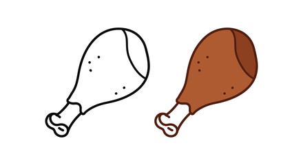 A playful depiction of a chicken leg contrasted with its outline silhouette