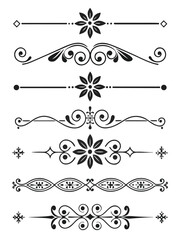 Fototapeta premium Set of vintage decorative design elements with ornate frames and floral patterns
