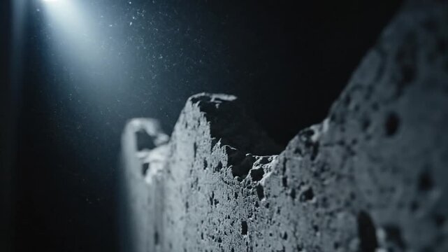 Textured Wall illuminated by Spotlight in Dark Environment
