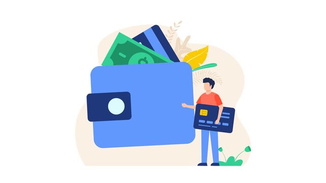 Financial management and e-payment animation concept