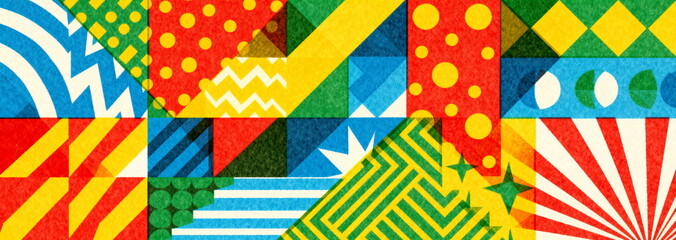 Fototapeta premium Colorful Geometric Pattern Collage Art