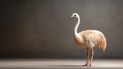 Obraz premium Ostrich against an isolated background, showcasing its impressive size and detailed feathers in a simple, uncluttered environment.