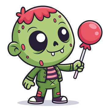 Cute Zombie Red Slime Lollipop Illust