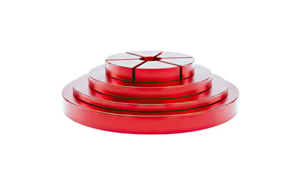 Red tiered circular object with segmented top