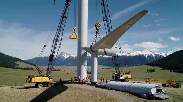 Witness the Giant Wind Turbine Blade Installation | Building Sustainable Energy