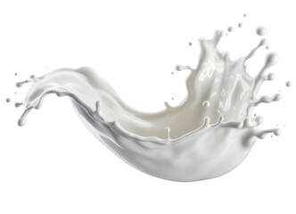 Dynamic milk splash of white liquid in fluid motion against a vibrant blue background, capturing the essence of fresh dairy drink.