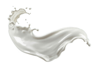Dynamic milk splash, white liquid dairy product with a vibrant liquid splash and milk drop against a blue background, perfect for fresh beverage concepts.