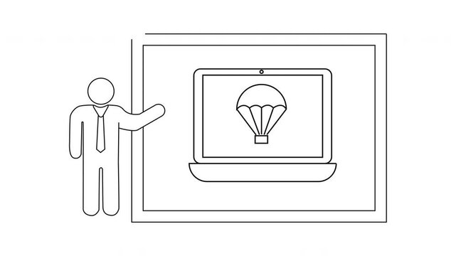 Presentation on Parachuting - A Simple Line Art Illustration.