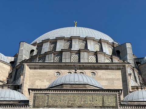 The Suleymaniye Mosque, masterpiece of architect Mimar Sinan, built for Sultan Suleiman the Magnificent, Istanbul, Turkey, July 2025. 
