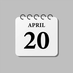 Icon page calendar day - 20 April