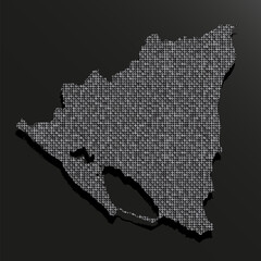Map of Nicaragua silver sequin, glitter, sparkle