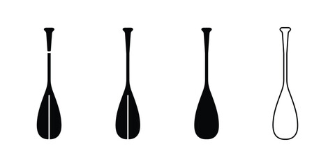 Stand up paddle board oars, Minimalist SUP paddle vector icons