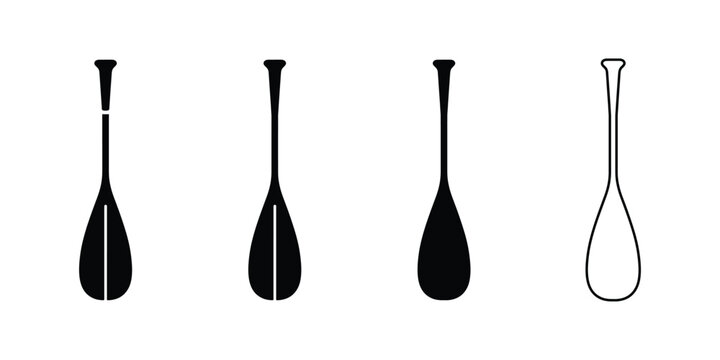 Stand up paddle board oars, Minimalist SUP paddle vector icons