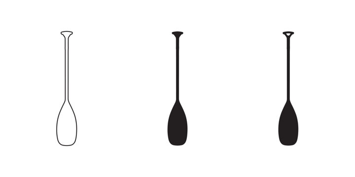 Vector canoe paddles in black and white minimalist style