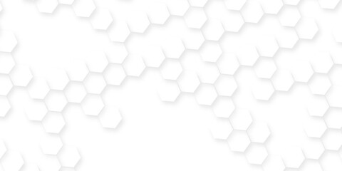 Obraz premium Futuristic abstract honeycomb mosaic white background, bright white abstract hexagon wallpaper or background, realistic geometric mesh cells texture, 3d vector hexagon pattern white abstract.