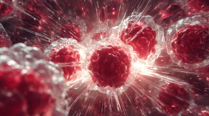 Microscopic view of cancer cells spreading in body