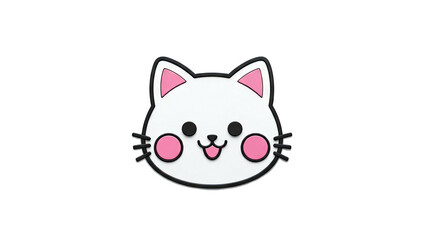 Obraz premium Cute Kawaii White Cat Face with Pink Cheeks