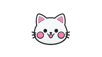 Cute Kawaii White Cat Face with Pink Cheeks
