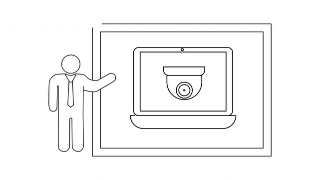 Security Camera Presentation - Continuous Line Drawing Animation.