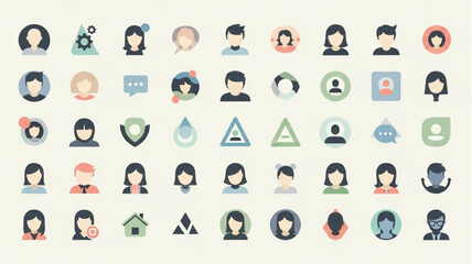 Collection of Diverse User Profile Icons and Symbols.