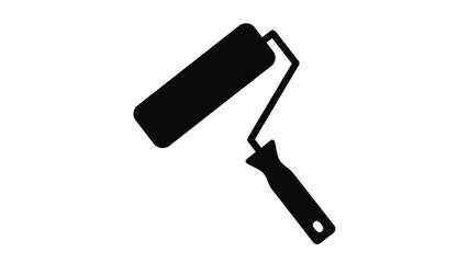 a black paint roller icon on a white background simple design