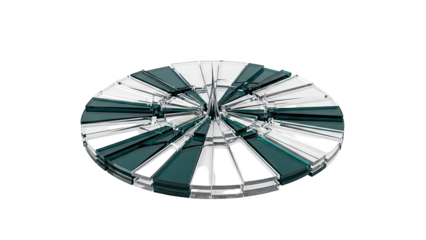 Abstract Glass Sculpture with Teal and Clear Segments