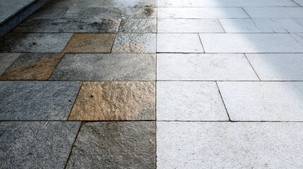 Before and After Cleaning of Stone Tile Surface Showing Dirt Removal