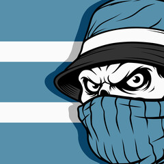 ultras casual football wit hat and scarf sticker logo vector design