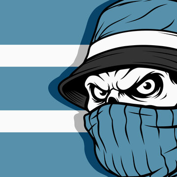 ultras casual football wit hat and scarf sticker logo vector design