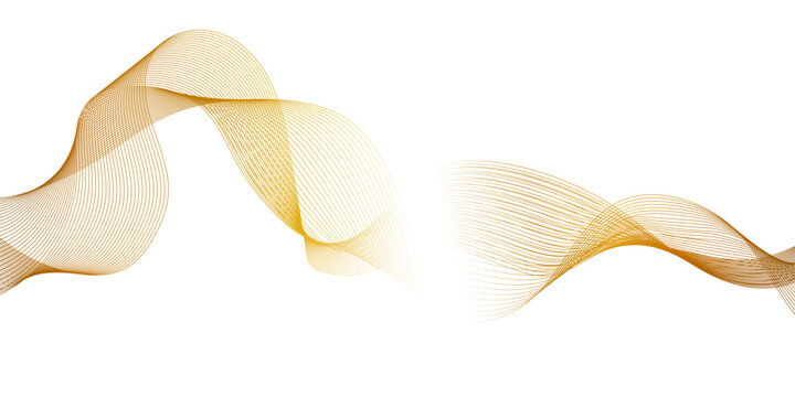 Abstract vector wavy lines flowing smooth curve gold gradient color,  golden wave flowing dynamic design element perfect for background, flowing particles future technology concept abstract gradient .
