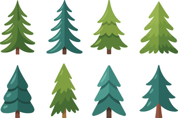 Pine & Spruce Tree Vector Set  Winter Forest and Holiday Icons