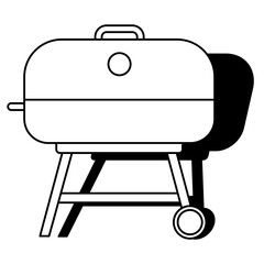 Portable outdoor cooking appliance for grilling food, typically fueled by charcoal or gas, isolated transparent