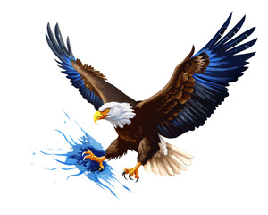 American bald eagle in flight silhouette vector illustration featuring a wild predator bird with black wings and beak as a symbol of freedom in nature