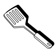 Spatula kitchen utensil for cooking and baking, ideal for flipping and stirring ingredients, isolated transparent