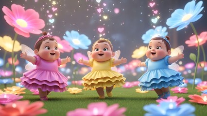 Fototapeta premium little girl with flowers