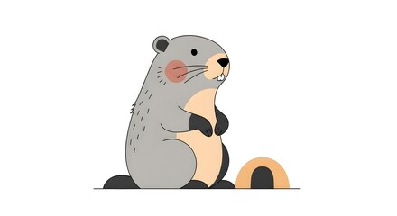 Obraz premium Cute cartoon bear sitting next to a small tent on white background