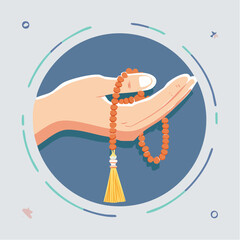 illustration of hands holding prayer beads