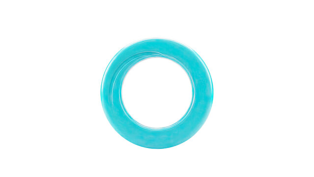 Turquoise O-ring shape isolated on white background