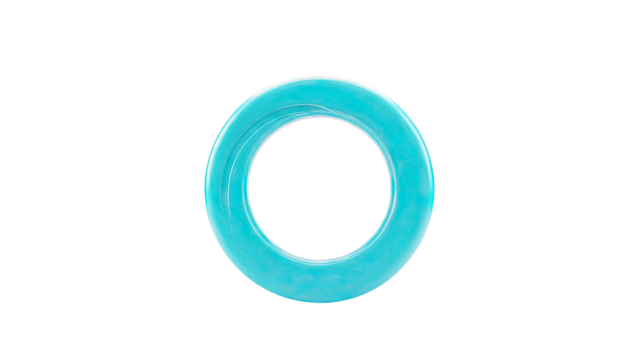 Turquoise O-ring shape isolated on white background - Powered by Adobe