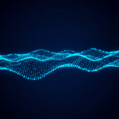 Abstract Blue Digital Wave Technology Background