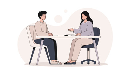 Fototapeta premium Job Interview Meeting - Applicant and Recruiter Discussing Career Opportunities