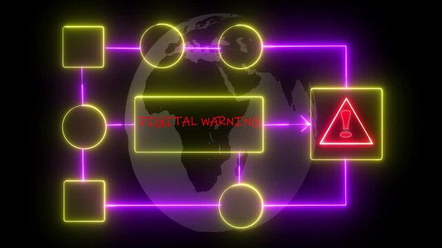 Digital Warning security breach computer hacking warning message. Hacked alert Warning sign. Virus code software hack concept.