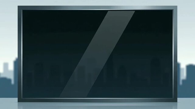 Transparent Glass Window Frame with a Blurred Urban City Skyline Background Vector