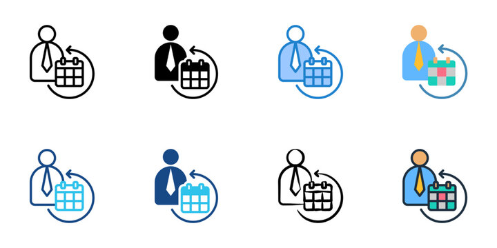 Probation period icons set multiple style collection. Editable stroke 
