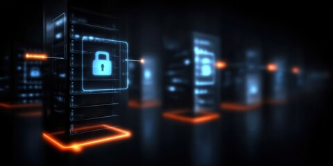 Obraz premium A firewall driven system supports software operations that guard confidential information throughout the private network