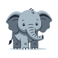 Obraz premium cute baby elephant , flat design, vector illustration, isolated on white backgrond