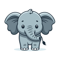 Obraz premium cute baby elephant , flat design, vector illustration, isolated on white backgrond