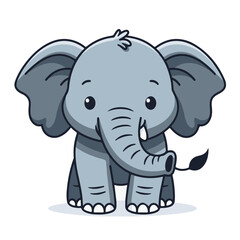 Fototapeta premium cute baby elephant , flat design, vector illustration, isolated on white backgrond