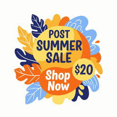 Summer sale abstract background clipart design. Summer sale in yellow and pink banner template for holiday season limited time shopping discount with tropical elements clip art vector illustration.