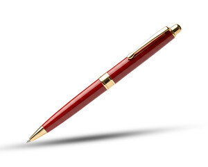 Elegant red and gold ballpoint pen on a black background